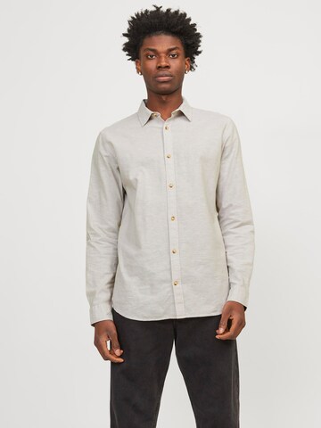 JACK & JONES Comfort fit Button Up Shirt 'JJESummer' in Beige: front