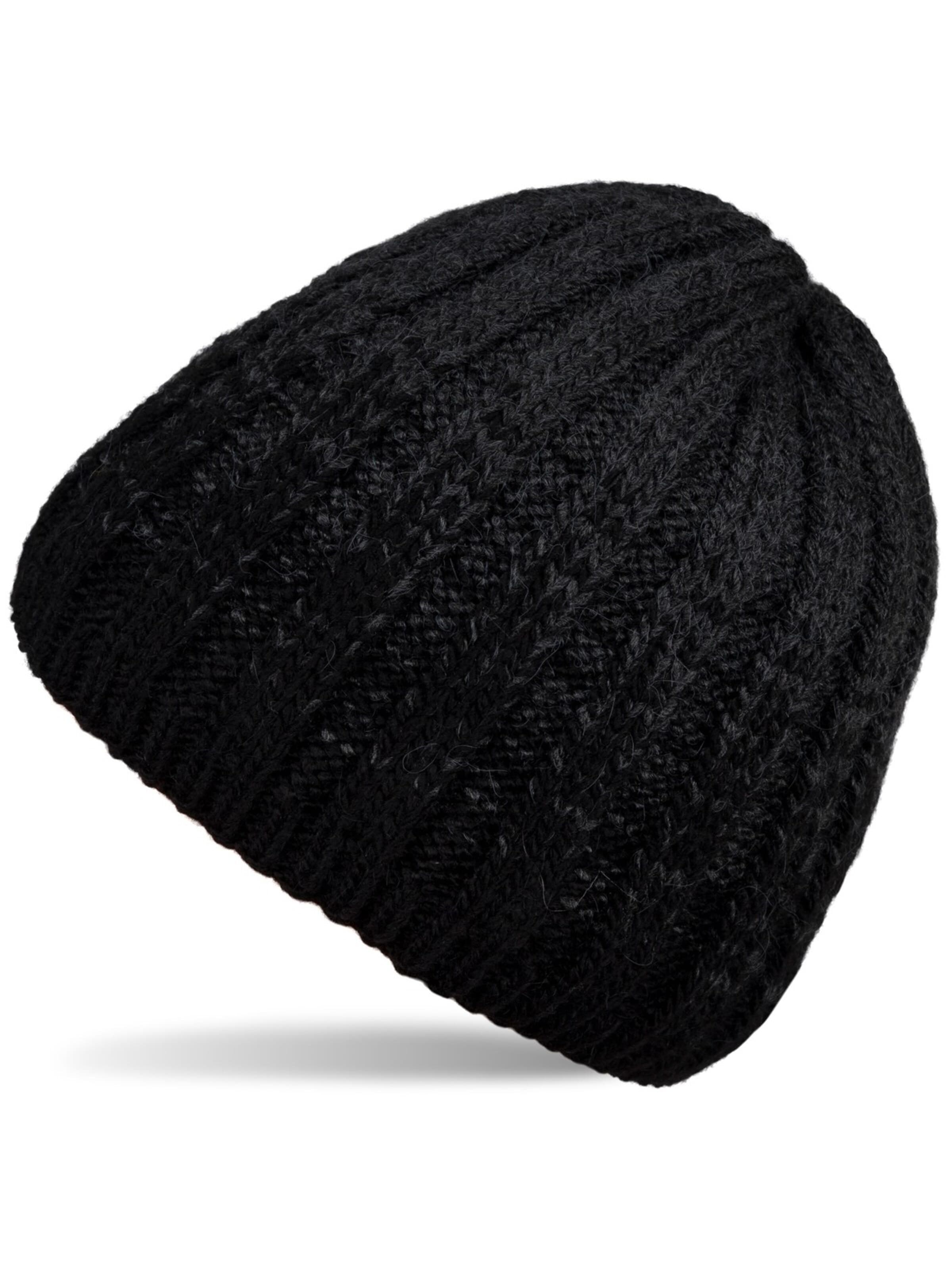 styleBREAKER Beanie 'Strickmütze Farbverlauf mit Thermo-Fleece' in Black: front