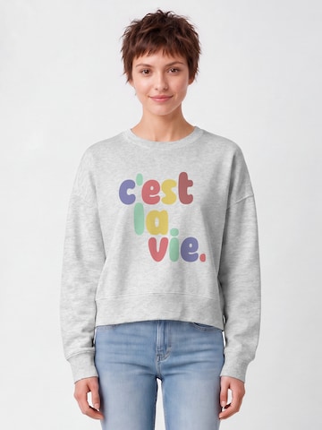 Sweat-shirt 'C'est la vie' Watapparel en gris : devant
