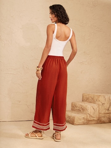 love & roses Wide leg Broek in Rood