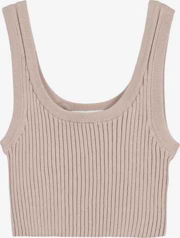 Tops en tricot Bershka en beige : devant