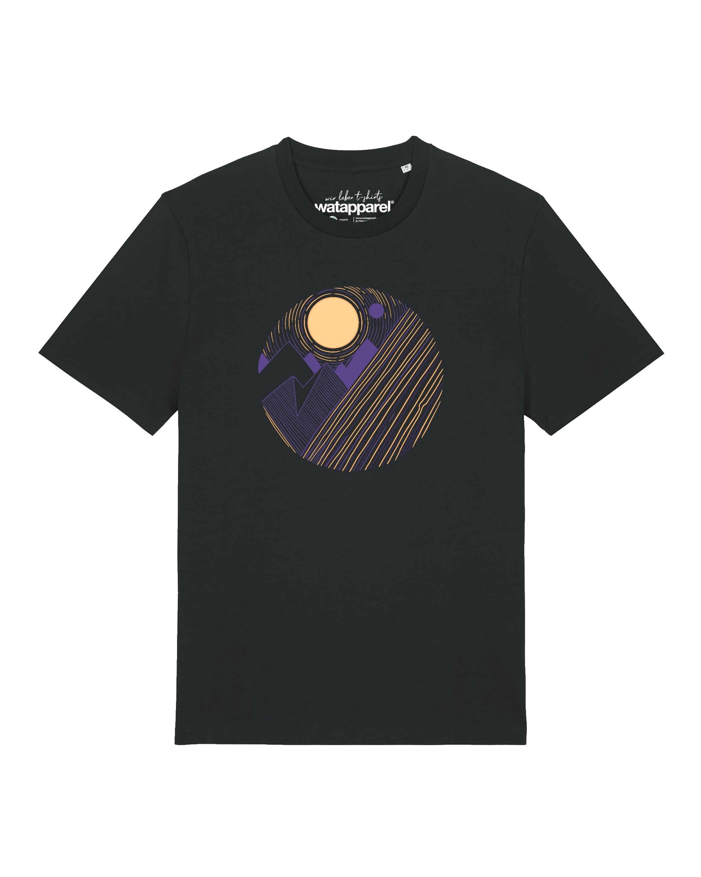 Watapparel Shirt ' Geometric Landscape 3 ' in Zwart: voorkant
