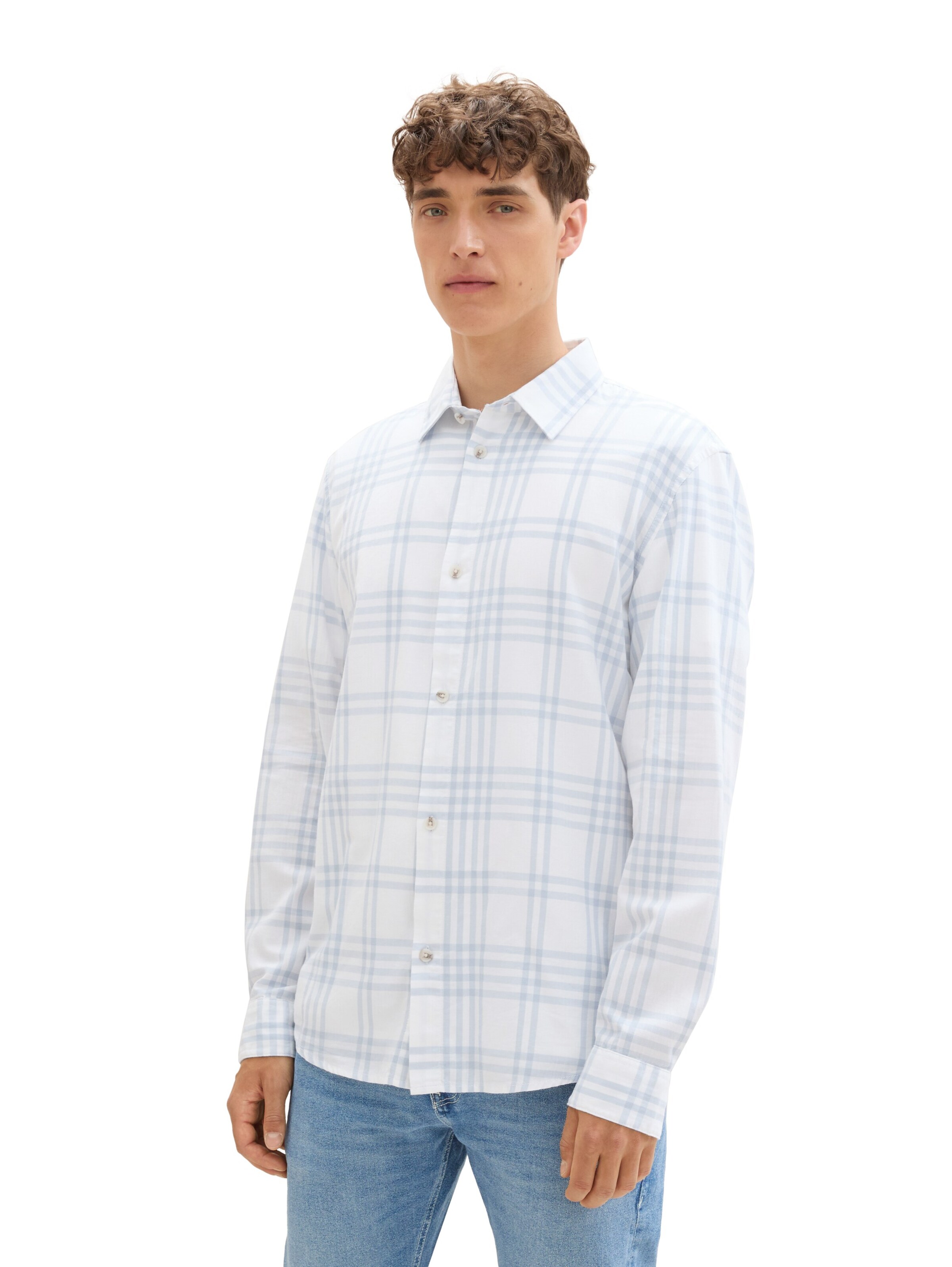 TOM TAILOR DENIM Regular fit Button Up Shirt in White