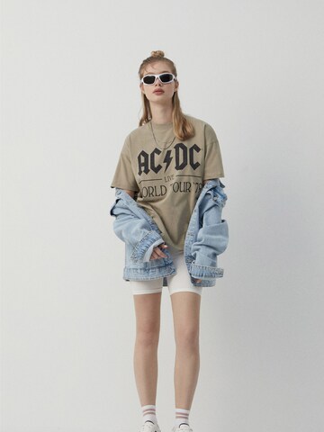 Pull&Bear Koszulka w kolorze zielony: przód
