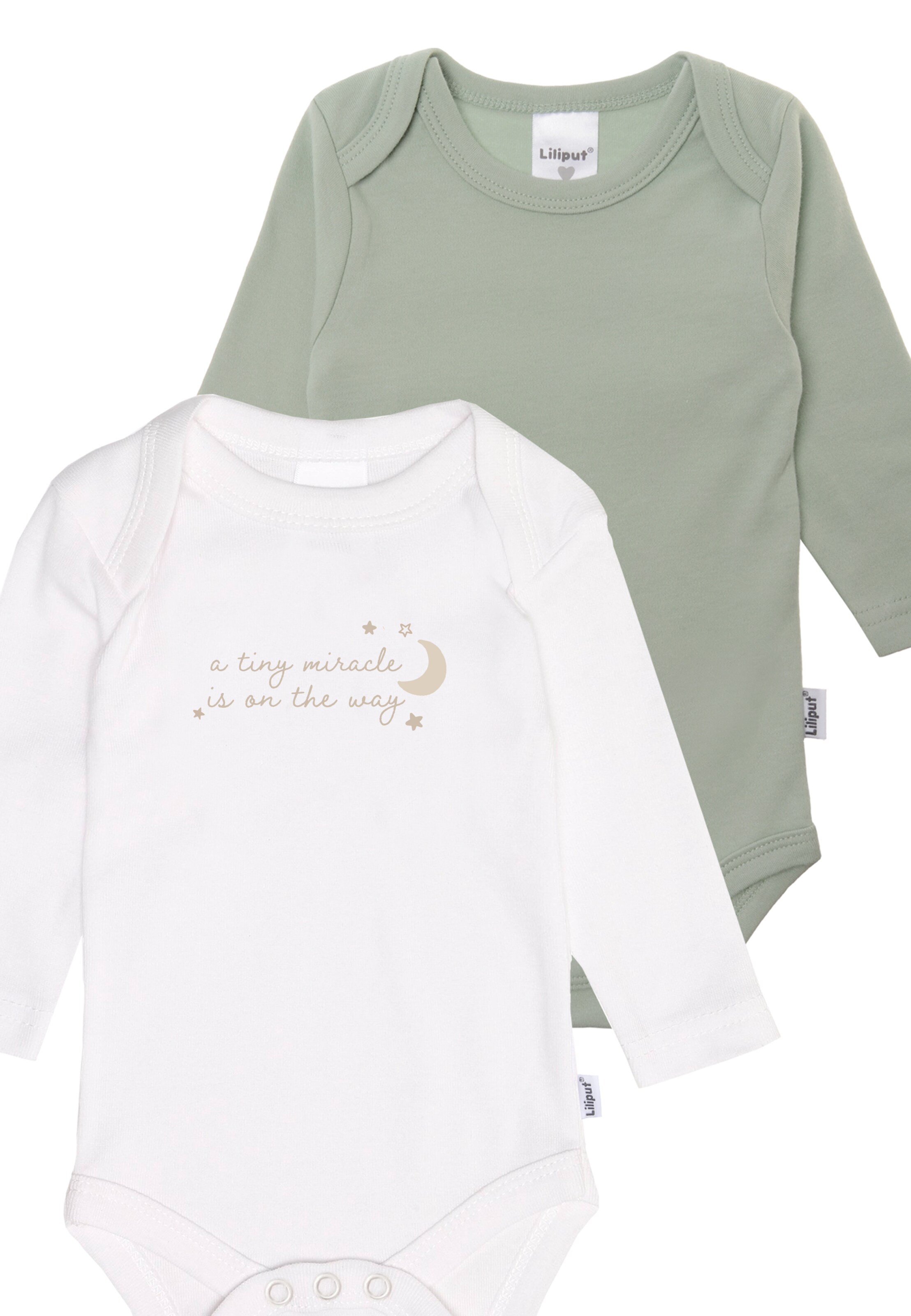 LILIPUT Romper/Bodysuit 'a tiny mitacle is on the way' in Green