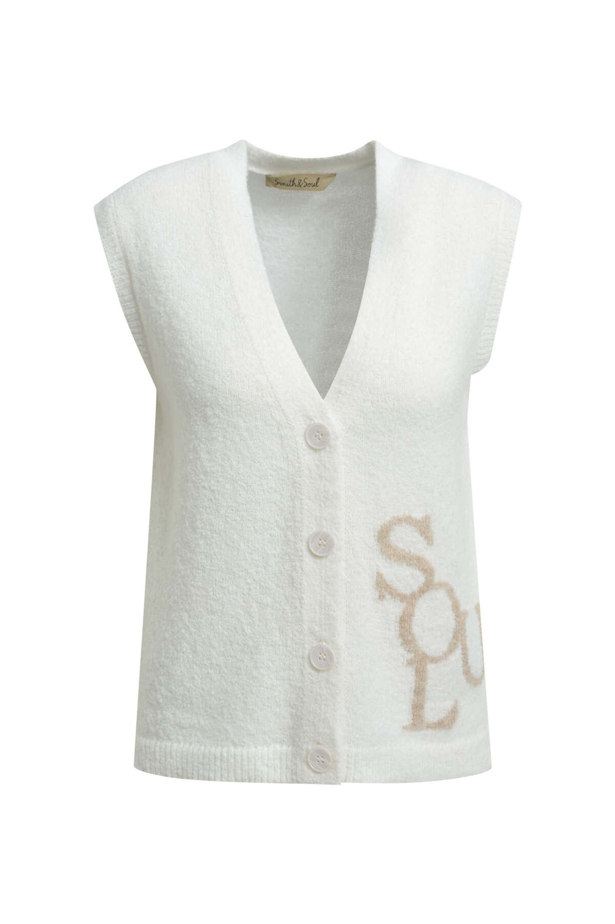 Smith&Soul Knitted Vest in White: front