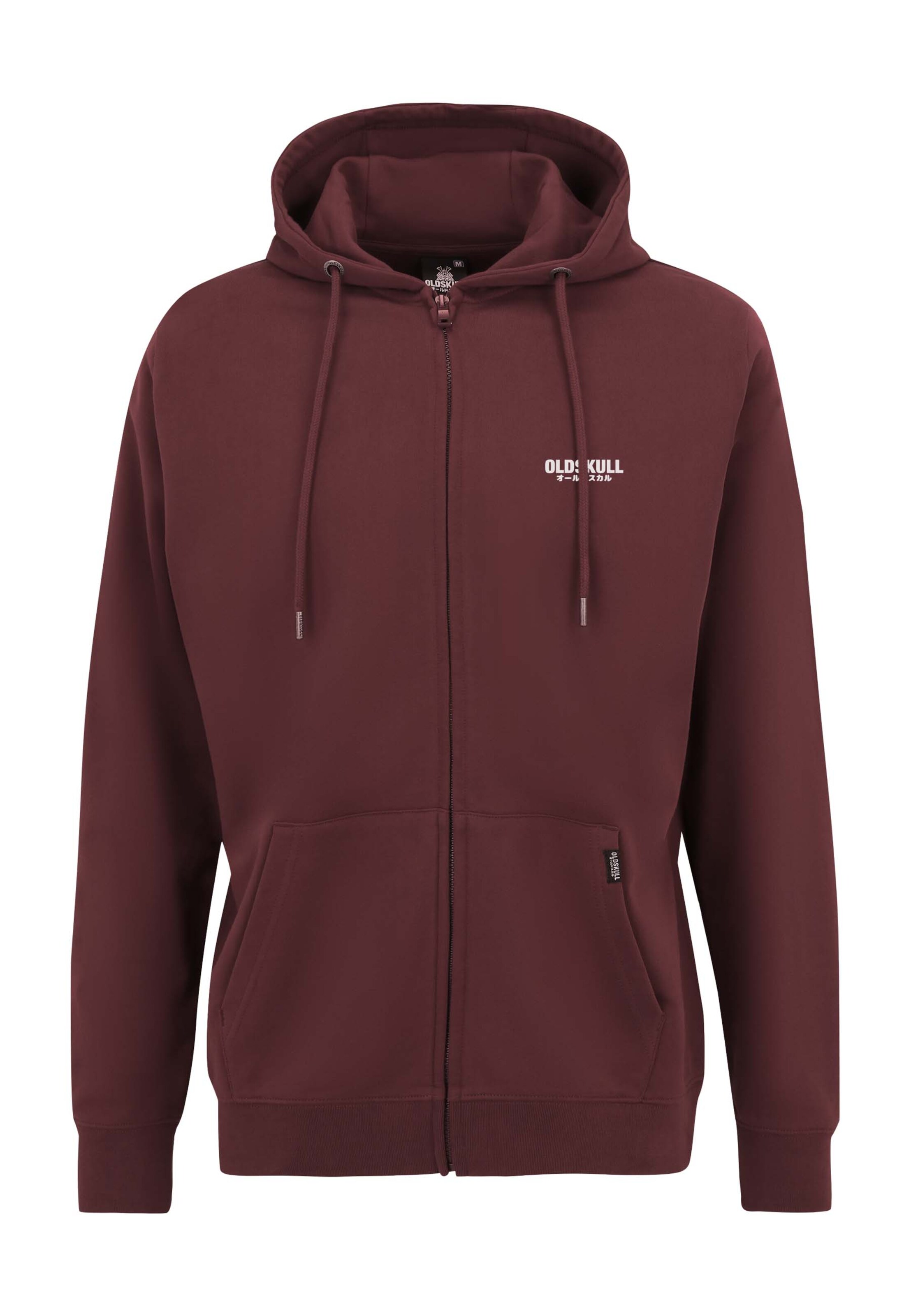 Oldskull Zip-Up Hoodie 'Basic Osk Logo' in Red: front