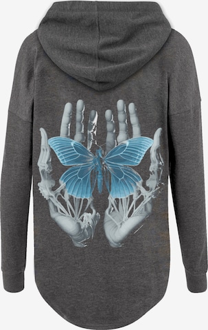 F4NT4STIC Sweatshirt 'Skelett Hände Schmetterling' in Grau
