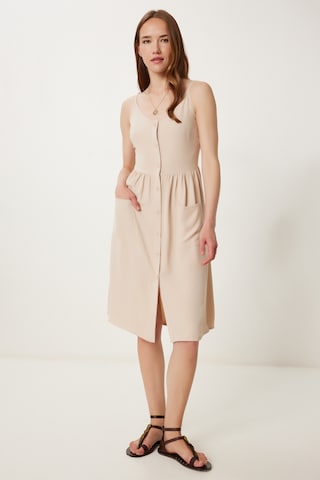 Happiness İstanbul Kleid in Beige: Vorderseite