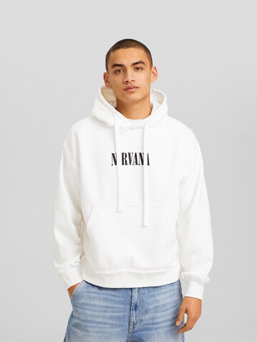 Sweat-shirt Bershka en blanc : devant