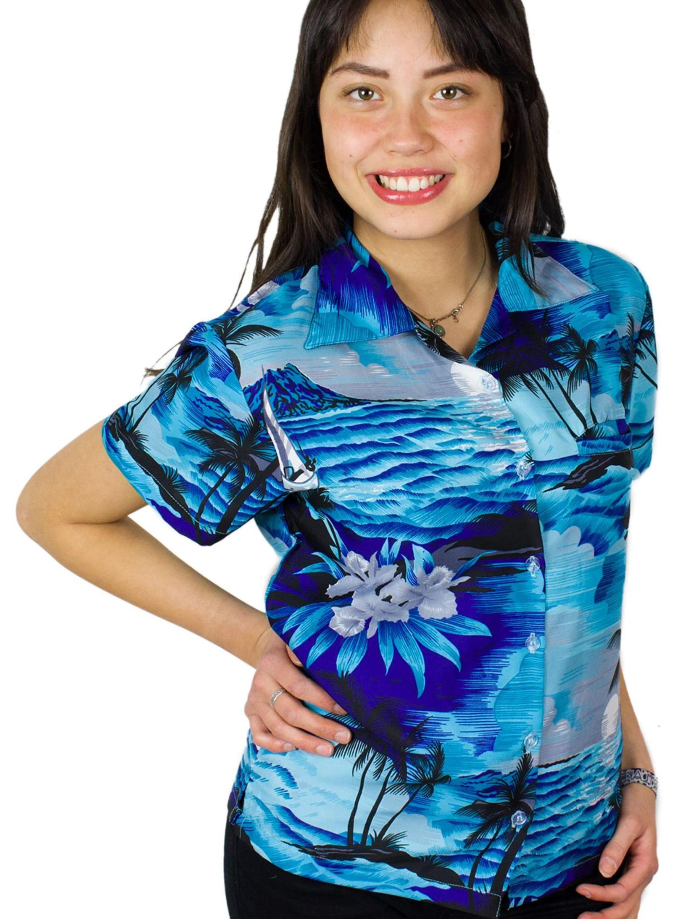 Camicia da donna 'Surf' di King Kameha in blu: frontale