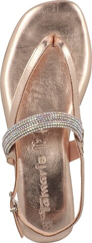 TAMARIS T-Bar Sandals in Gold