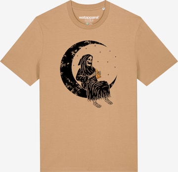T-Shirt 'Pizza for life' Watapparel en beige : devant