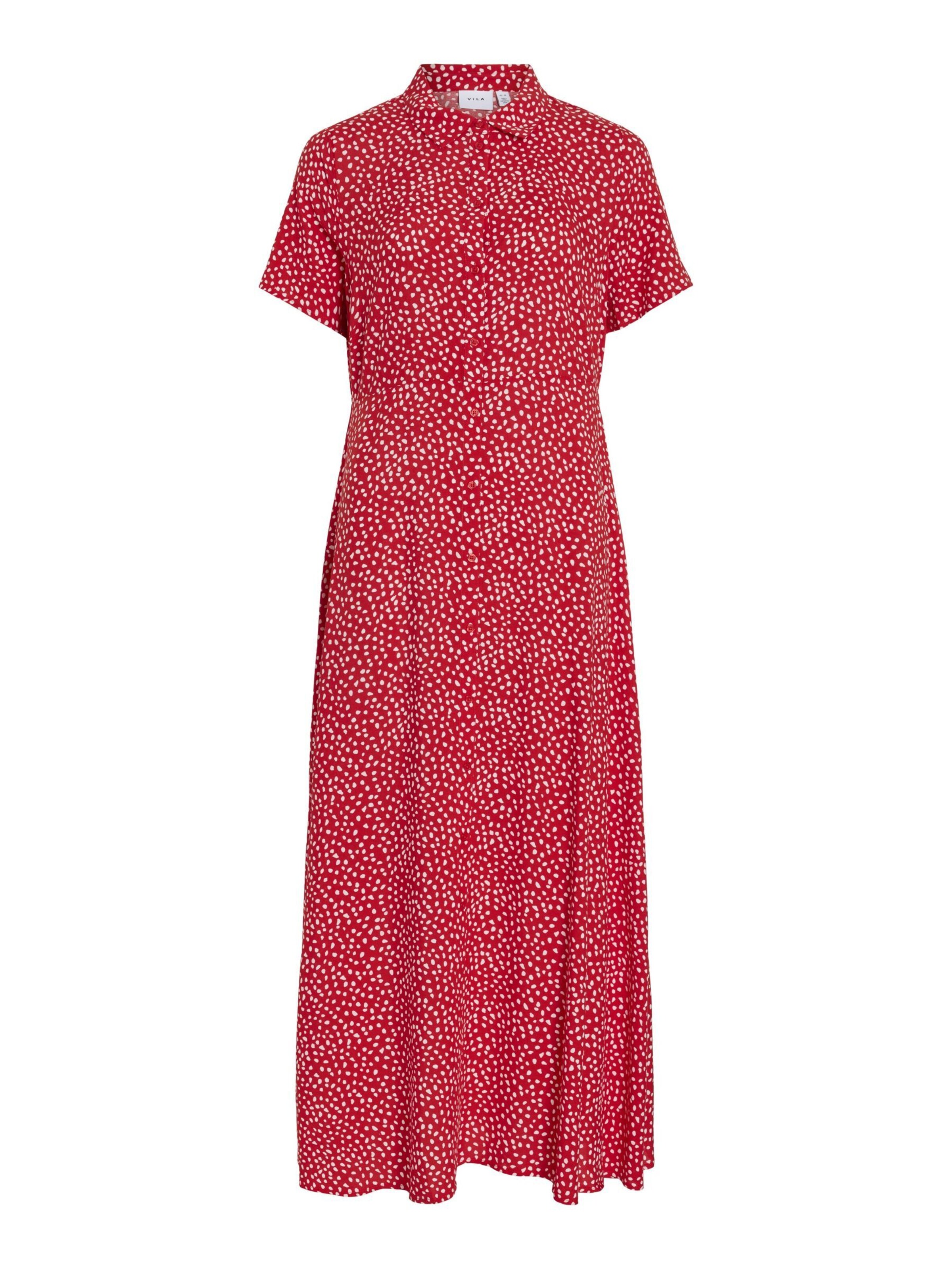VILA - Vestido camisero en rojo: frente