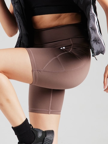 ADIDAS PERFORMANCE Skinny Workout Pants 'OPT ESS' in Brown
