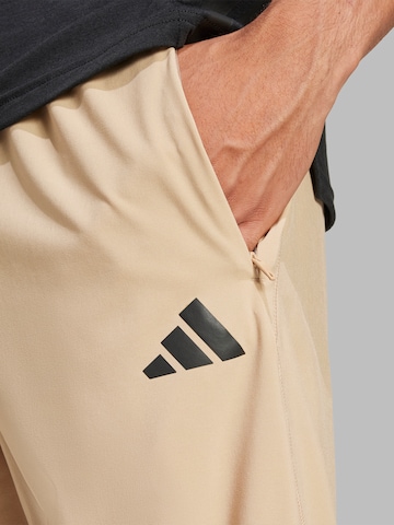Coupe slim Pantalon de sport 'Gym+' ADIDAS PERFORMANCE en beige