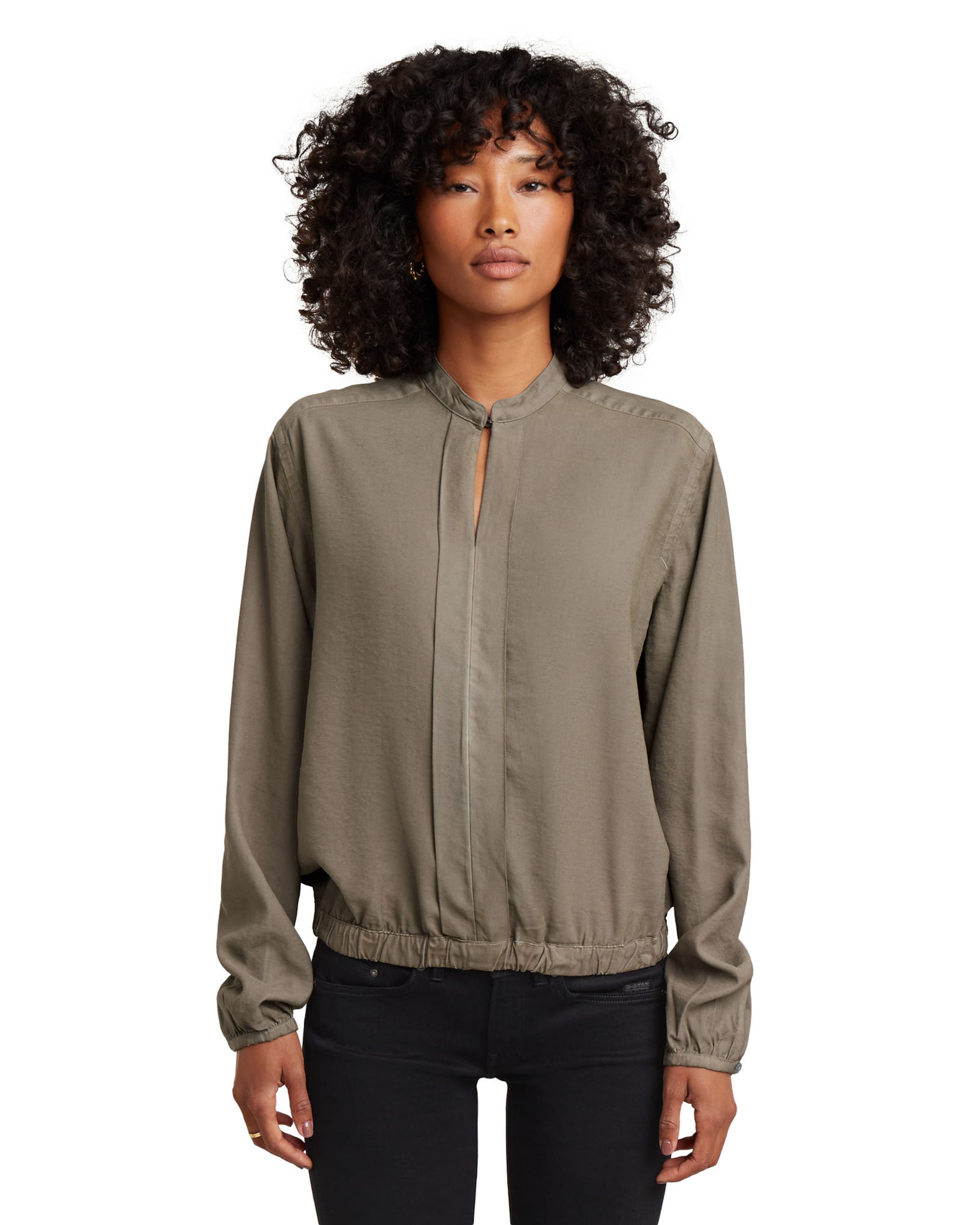 G-STAR Shirts 'Stand Up Collar Shirt Long Sleeve' in Braun: Vorderseite