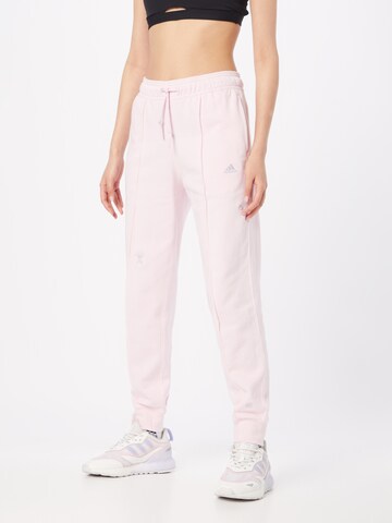 ADIDAS SPORTSWEAR Tapered Workout Pants 'Healing Crystals Inspired Graphics' in Pink: front