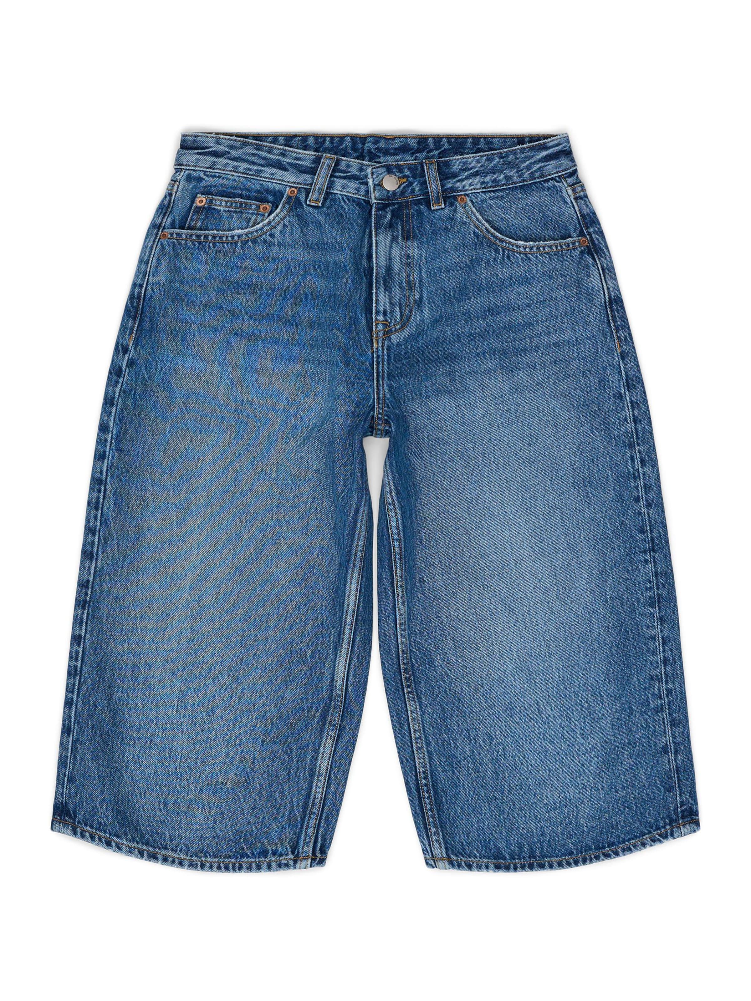 Dr. Denim Jeans 'Dace Mid Wide Capri' in Blauw: voorkant