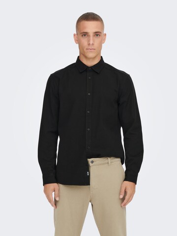 Only & Sons Regular fit Button Up Shirt 'Wes' in Black: front