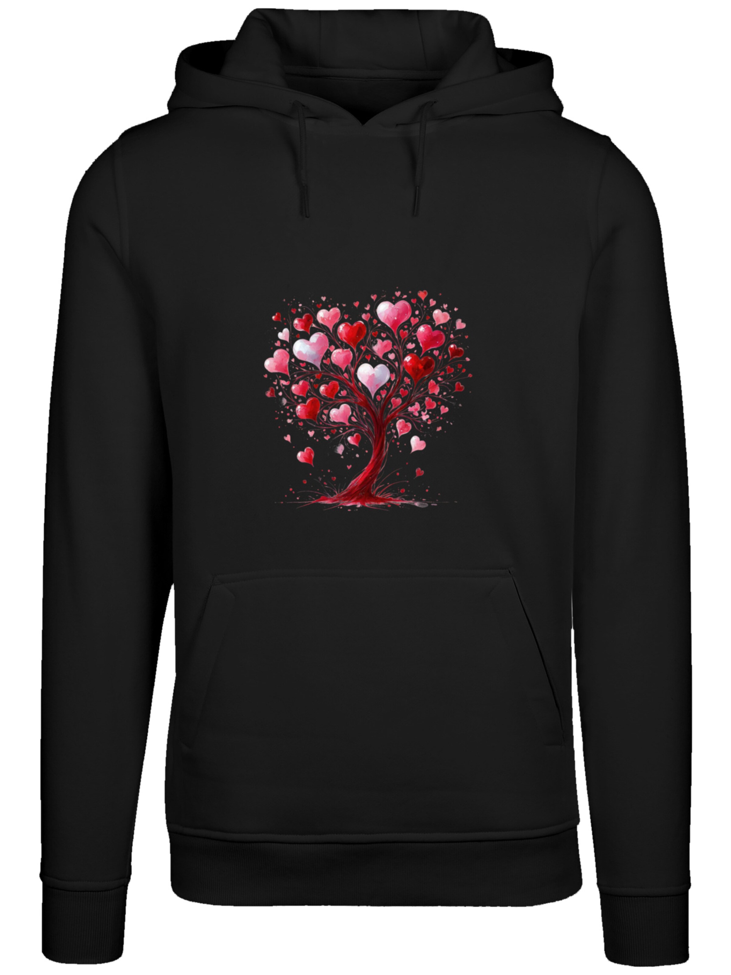 Sweat-shirt 'Herz Baum Aquarell Druck' F4NT4STIC en noir : devant