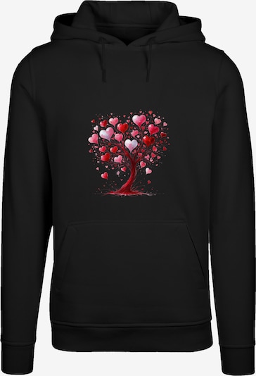 F4NT4STIC Hoodie 'Herz Baum Aquarell Druck' in rot / schwarz, Produktansicht