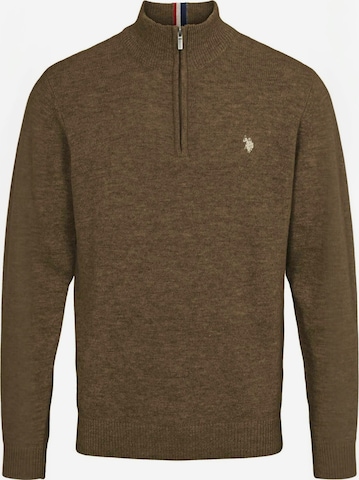 U.S. POLO ASSN. Trui ' UMKevin ' in Bruin: voorkant