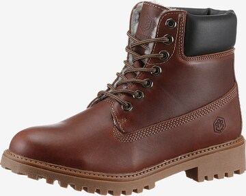 Lumberjack Lace-Up Boots in Brown: front