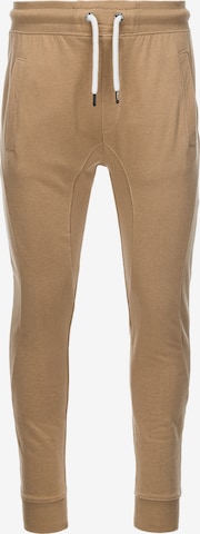 Coupe slim Pantalon 'P948' Ombre en marron : devant