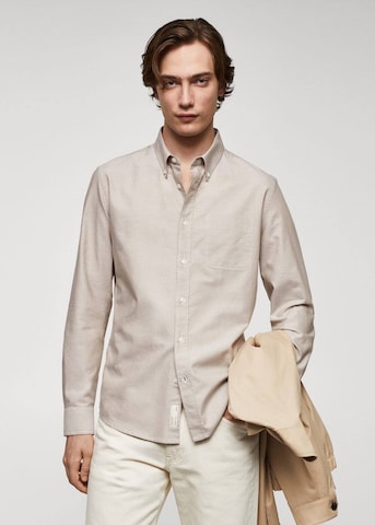 MANGO MAN Comfort Fit Hemd 'Oxford' in Grau: predná strana