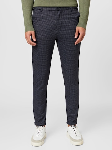 Coupe slim Pantalon chino Lindbergh en bleu : devant