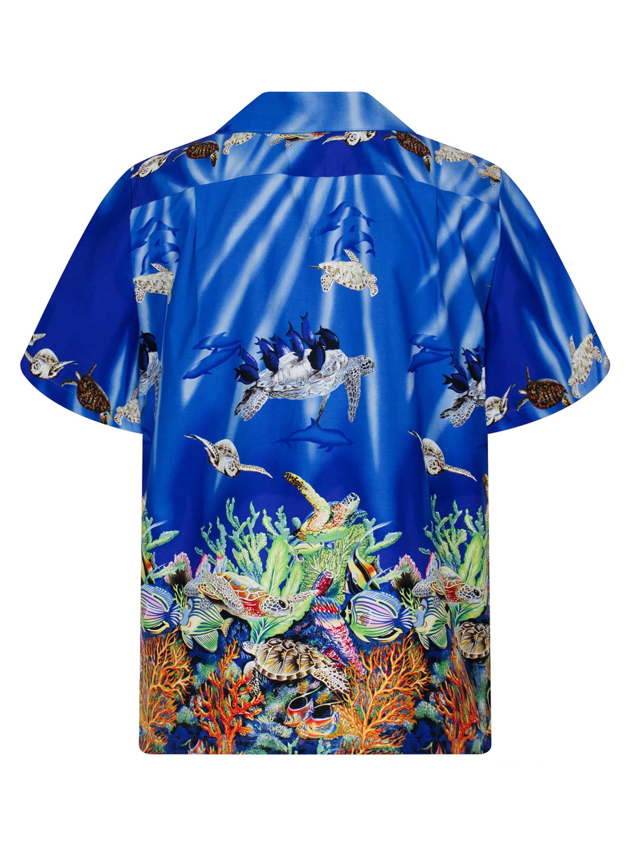 KY's Regular fit Button Up Shirt 'Turtle OLD' in Blue