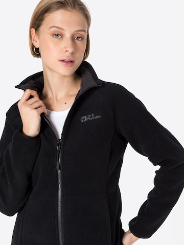 JACK WOLFSKIN Athletic Fleece Jacket 'Moonrise' in Black