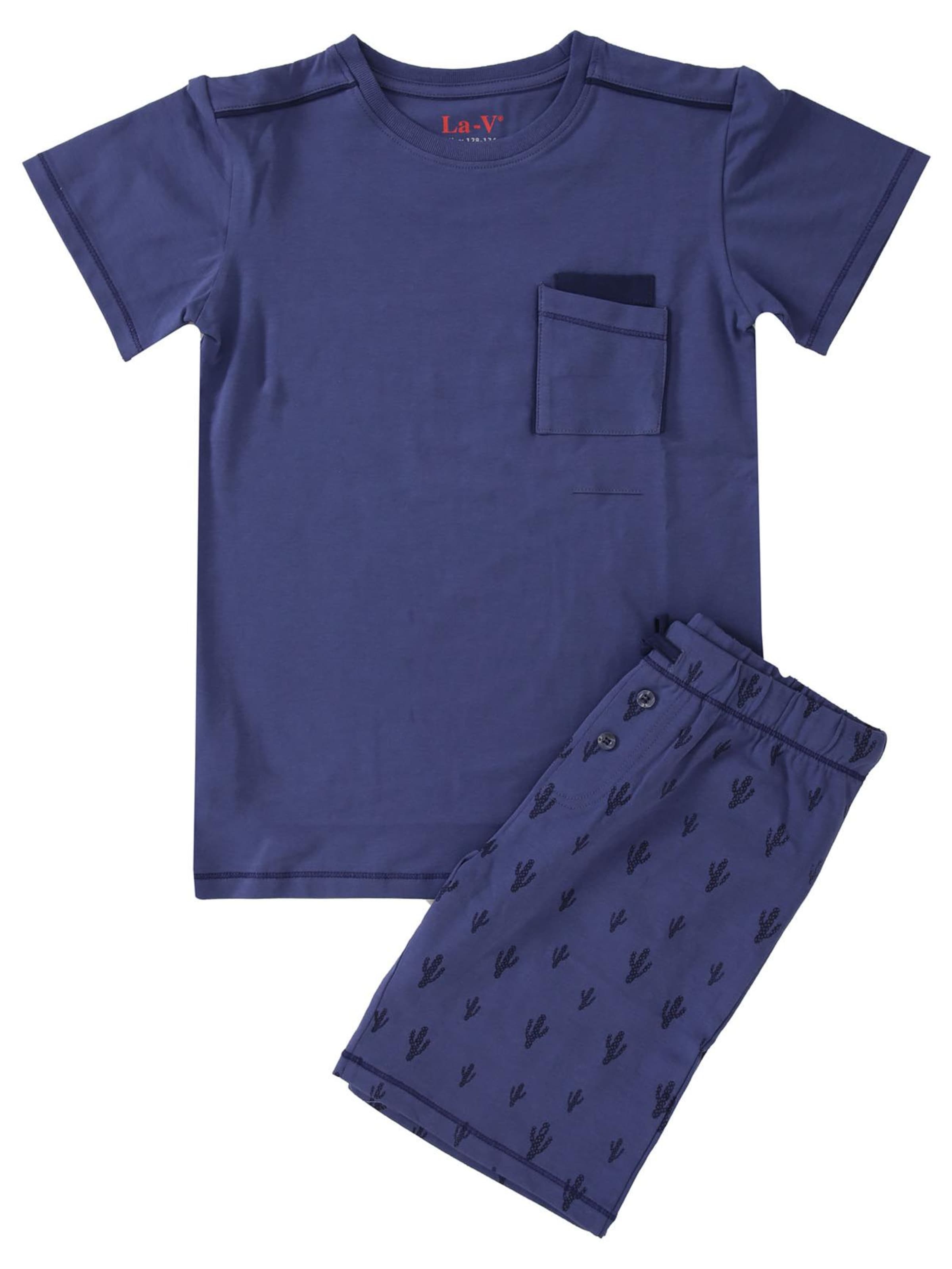 La V Nachtkledij 'Shortama cactus' in Blauw: voorkant