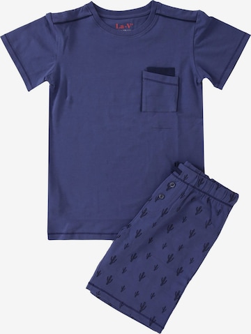 La V Nachtkledij 'Shortama cactus' in Blauw: voorkant