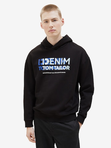 TOM TAILOR DENIM Sweatshirt in Zwart: voorkant