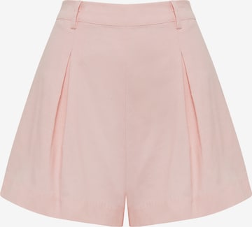 Tussah Loose fit Pleat-Front Pants 'JAYDA' in Pink: front