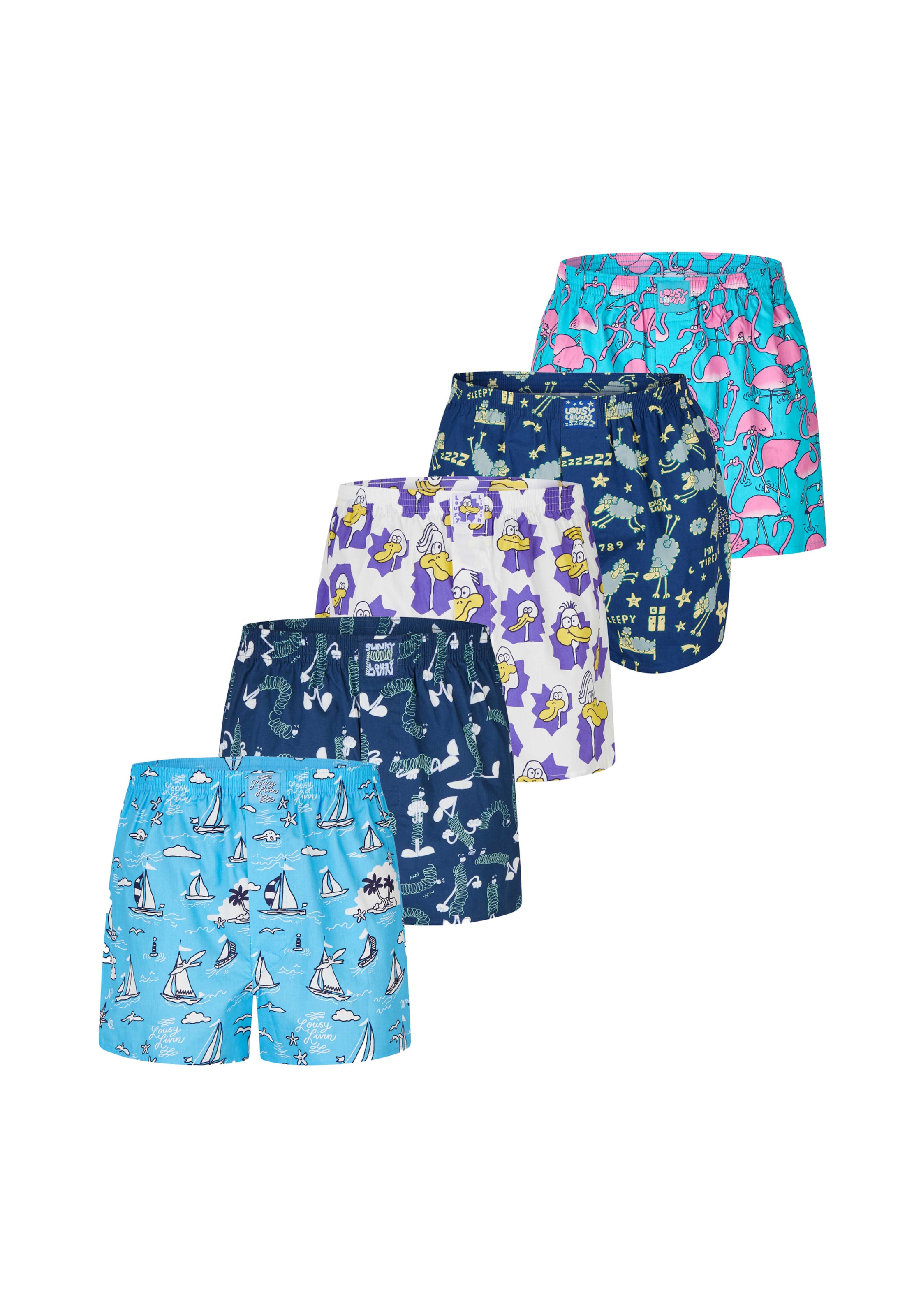 Lousy Livin Boxershorts Set 'Into the Blue' in Blau: Vorderseite
