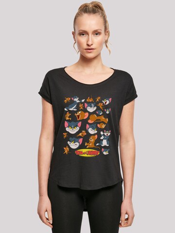 F4NT4STIC Shirt 'Tom And Jerry Many Faces' in Black: front