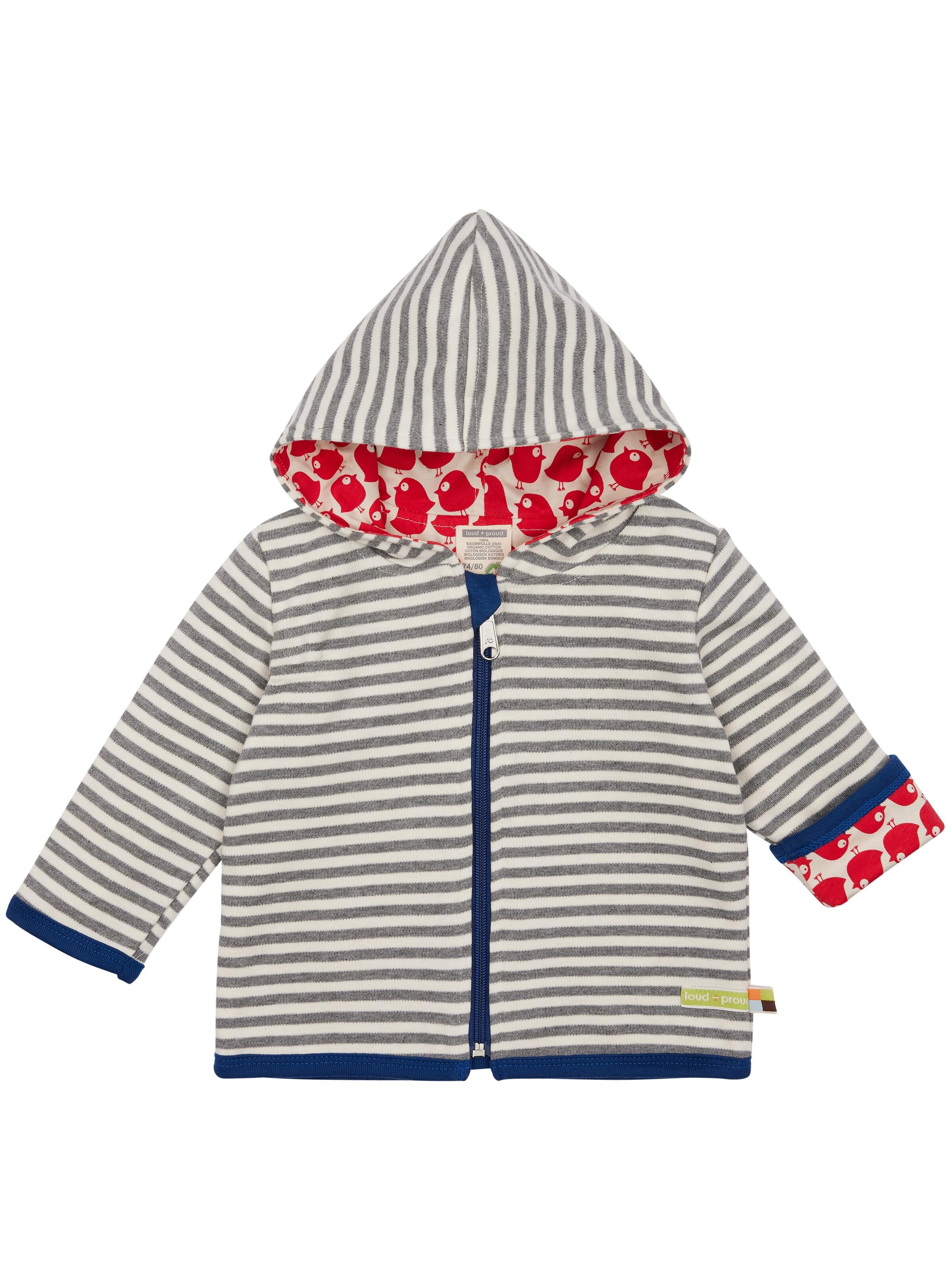 loud + proud Sweatjacke 'Wendejacke mit Kapuze'‌‌‌‌‌‌‌‌‌ in Grau: Vorderseite