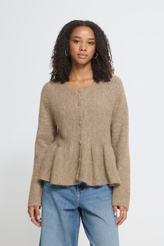 ICHI Gebreid vest in Bruin: voorkant
