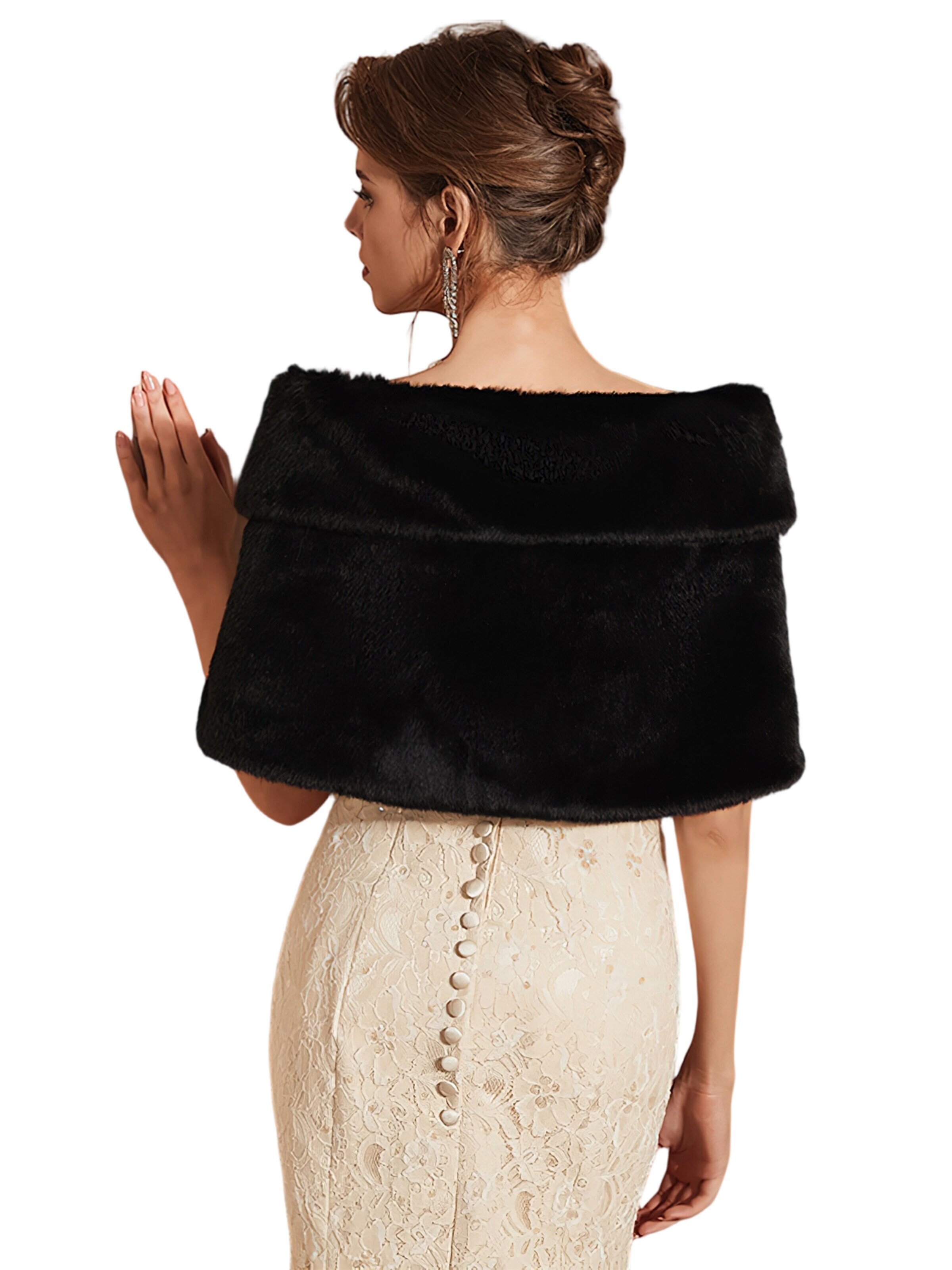 Magicshe Wrap 'Winter Dicker Kunstfell Stola' in Black