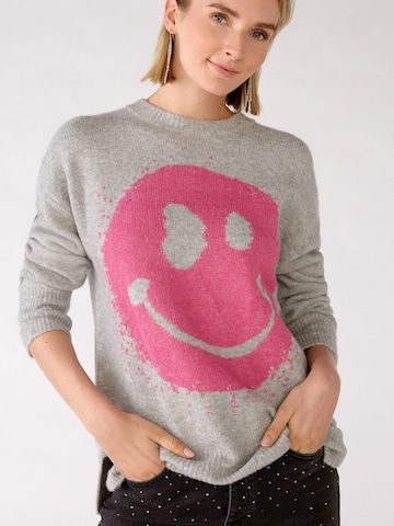 OUI Pullover mit Smiley-Motiv in Grau