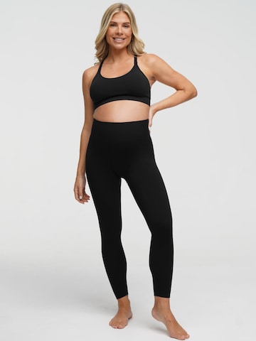 cfab (formerly creamy fabrics) Skinny Leggings 'Seamless Umstandsleggings' in Zwart: voorkant