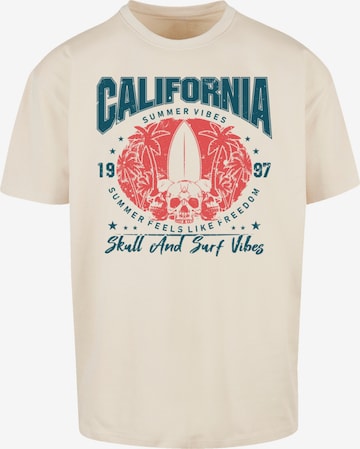 T-Shirt 'California skull summer vibes' F4NT4STIC en beige : devant