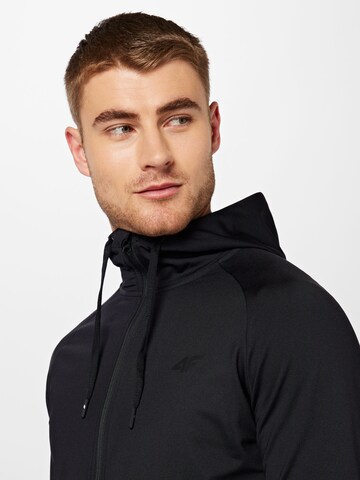 4F Athletic Zip-Up Hoodie in Black