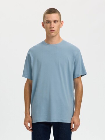 T-Shirt 'SLHSpencer' SELECTED en bleu : devant