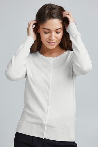 Fransa Knit Cardigan in White: front