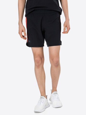 UNDER ARMOUR Regular Sportbroek 'SpeedPocket' in Zwart: voorkant