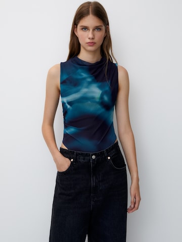 Pull&Bear Shirt Bodysuit in Blue: front